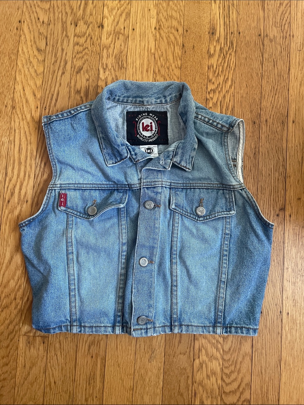 l.e.i. Denim Vest with Chest Pockets